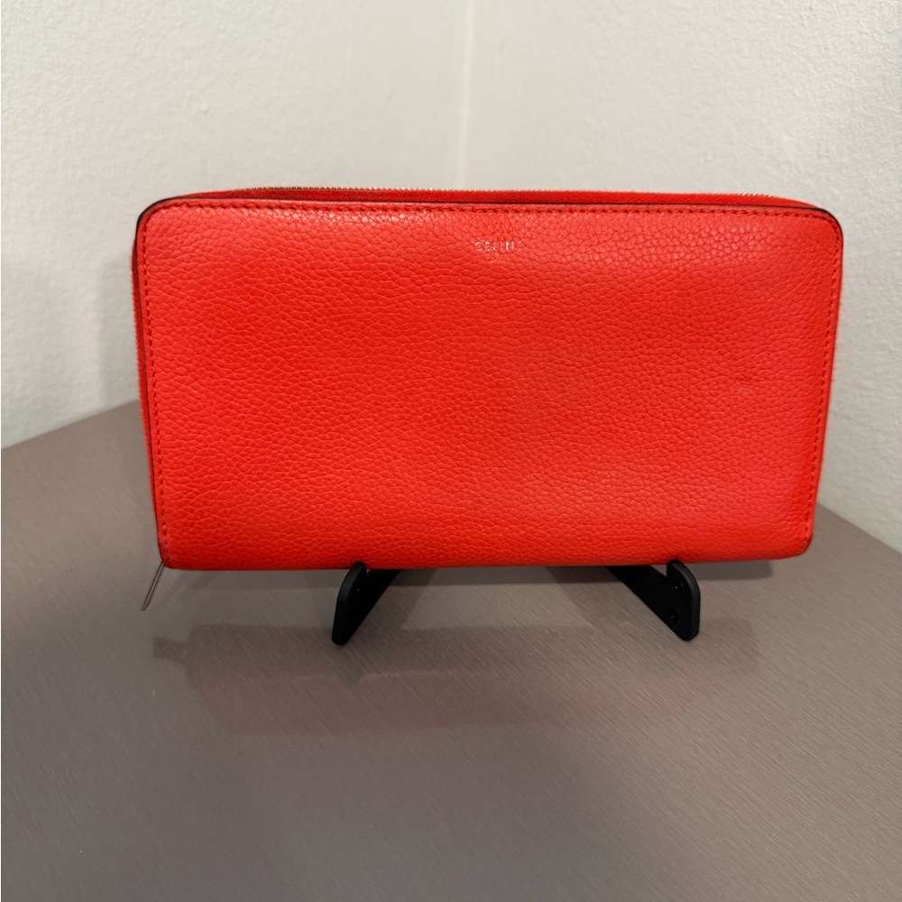 Celine Bright Red Leather Wallet